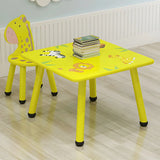 Yellow Wood Round Animal Toddler Play Table Chair Set Image - 5