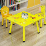 Yellow Wood Round Animal Toddler Play Table Chair Set Image - 6