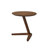 Z-Shaped Round Solid Wood Walnut Finish Side Table Image - 5